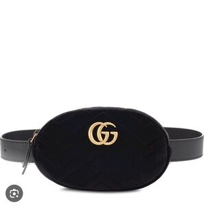 Gucci black velvet marmont belt bag